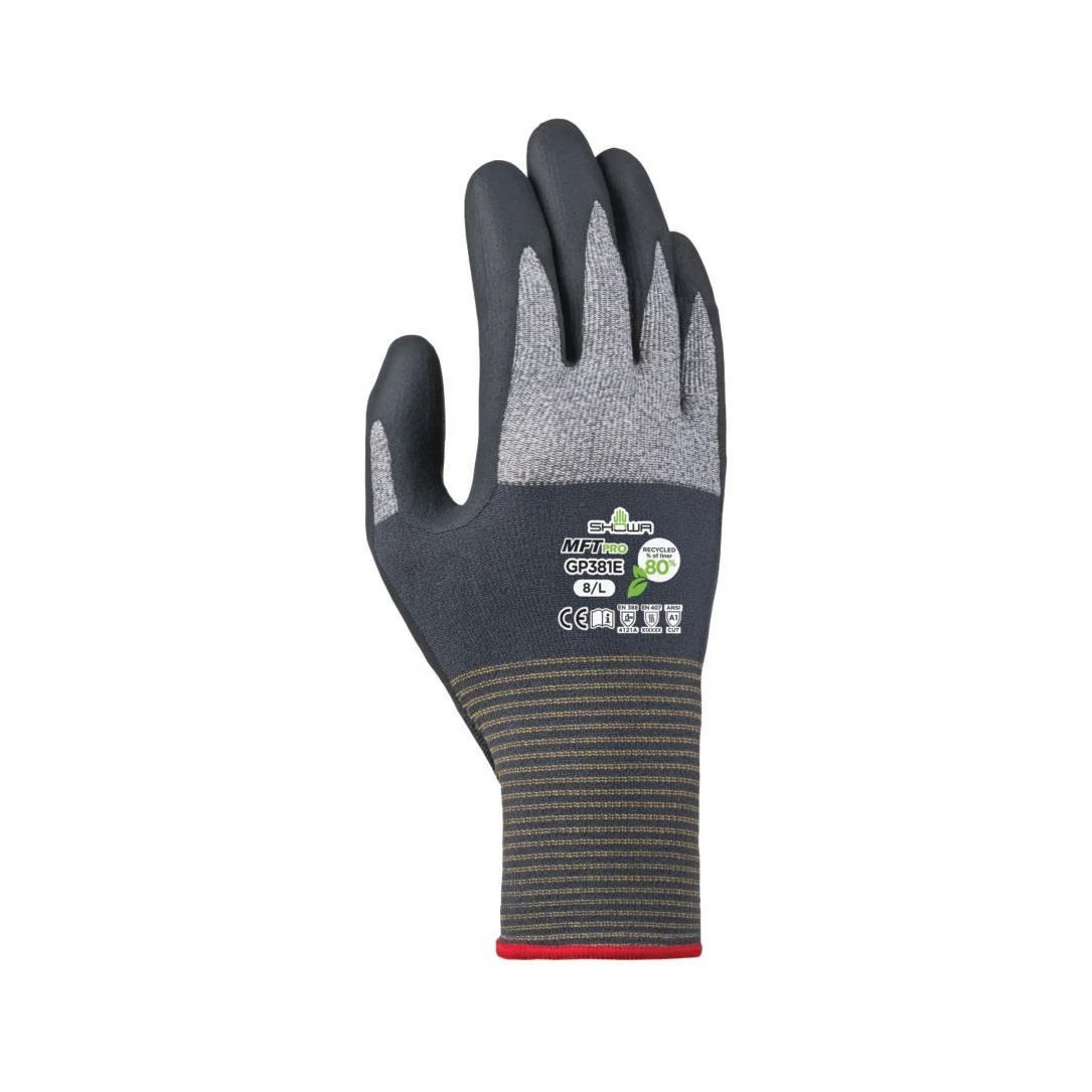 SHOWA RECYCLED MFT PRO GP381E Köpük Nitril Kaplamalı Gri Sürdürülebilir İş Eldiveni