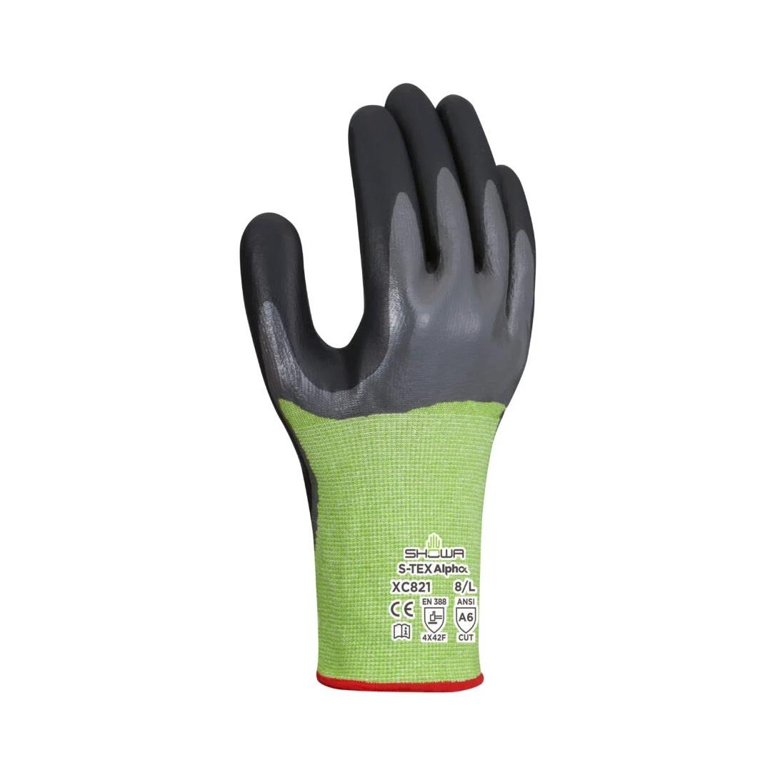 SHOWA S-TEX Alpha XC821 Tungsten İplikli 3/4 Nitril Kaplamalı F Sınıfı Kesilme Eldiveni