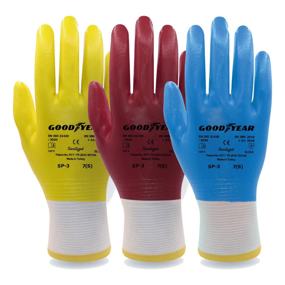 Goodyear SP-3 Nitril Kaplamalı Renkli İş Eldiveni
