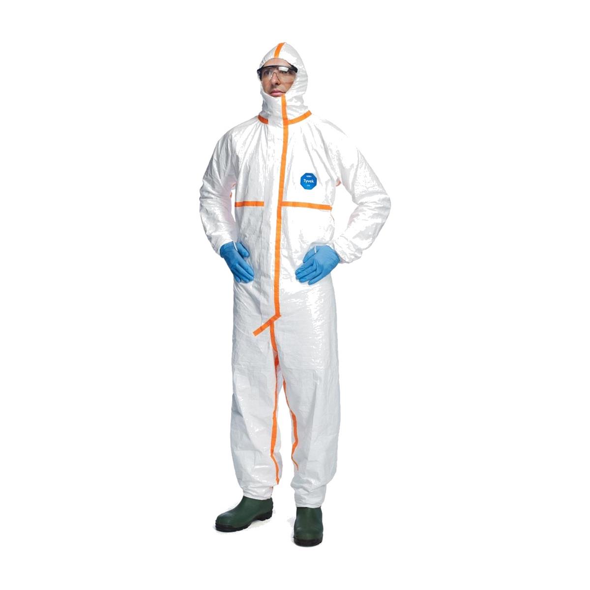 DuPont Tyvek 800 J Kapüşonlu Sıvı Geçirmez Kimyasal Koruyucu Tulum (Tip 3-B)