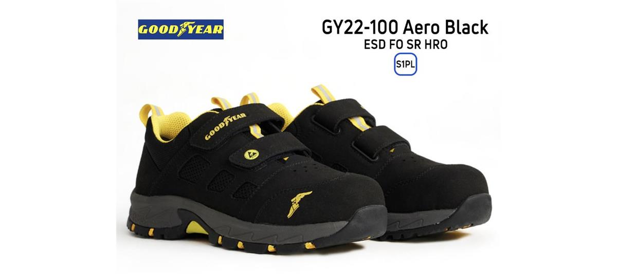 Goodyear GY22-100 Aero Black S1PL ESD HRO Fiberglas Burun İş Güvenliği Ayakkabısı