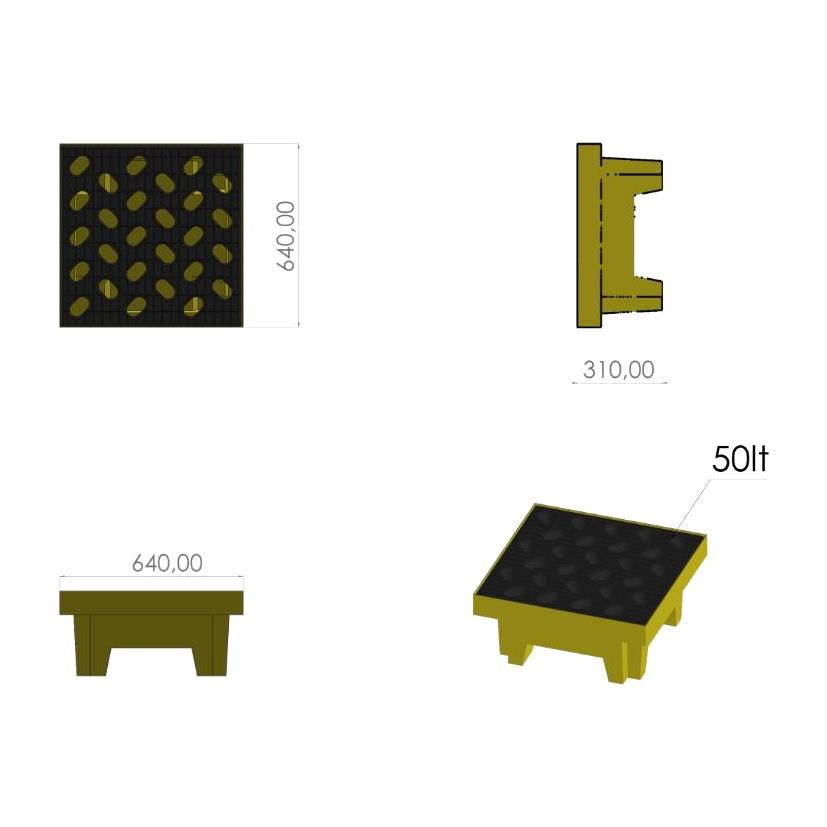 BBU Safety SCN 200 Döküntü Paleti Tek Varil Kapasiteli (50 lt)
