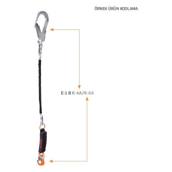 Kaya Safety E-1 B SERİSİ Tek Kol Şok Emicili Braided Lanyard