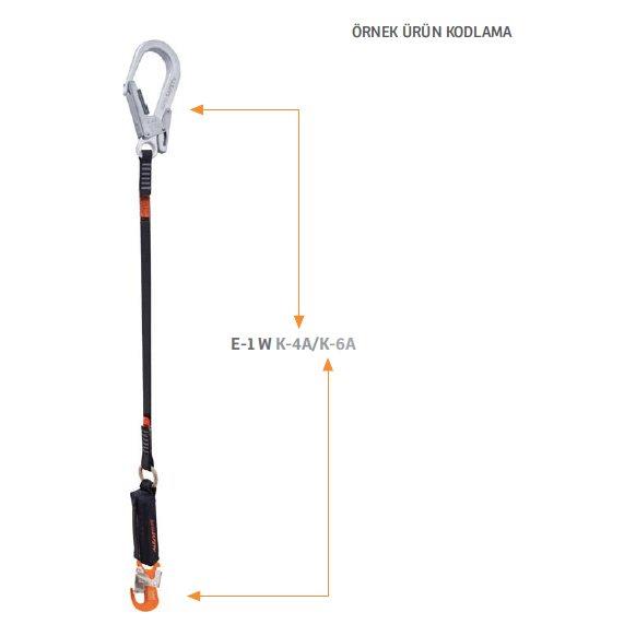 Kaya Safety E-1 W SERİSİ Tek Kol Şok Emicili Webbing Lanyard