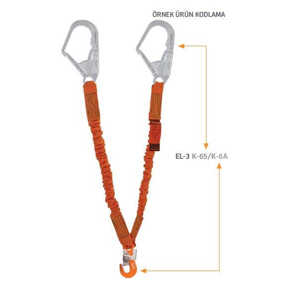 Kaya Safety EL-3 SERİSİ Çift Kol Şok Emicili Elastik Lanyard