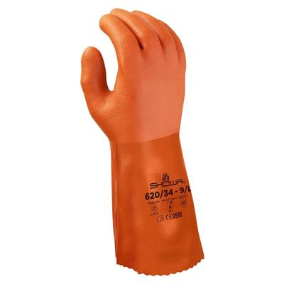 SHOWA 620/34 Turuncu Tam PVC Kaplamalı Kimyasal Dirençli İş Eldiveni