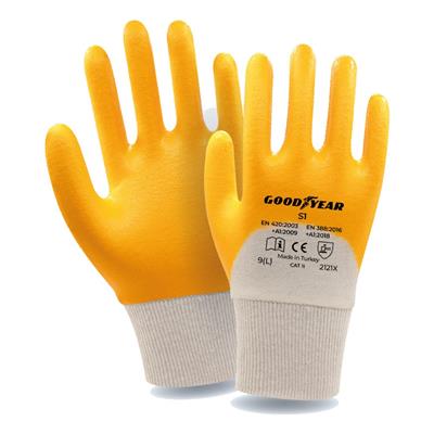 Goodyear S1 Pamuk Astarlı Sarı Nitril İş Eldiveni