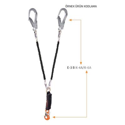Kaya Safety E-3 B SERİSİ Çift Kol Şok Emicili Braided Lanyard