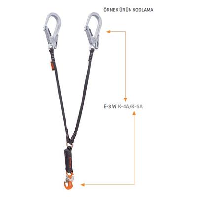 Kaya Safety E-3 W SERİSİ Çift Kol Şok Emicili Webbing Lanyard
