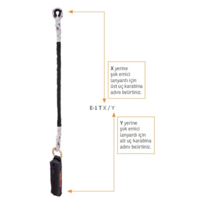 Kaya Safety E-1 T SERİSİ Tek Kol Şok Emicili Twisted Lanyard