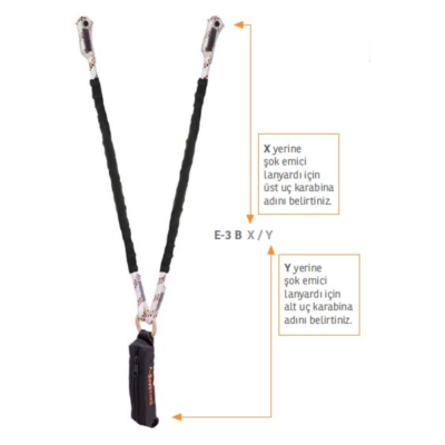 Kaya Safety E-3 B SERİSİ Çift Kol Şok Emicili Braided Lanyard