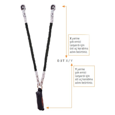 Kaya Safety E-3 T SERİSİ Çift Kol Şok Emicili Twisted Lanyard