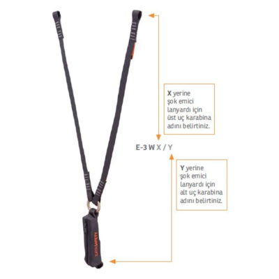 Kaya Safety E-3 W SERİSİ Çift Kol Şok Emicili Webbing Lanyard