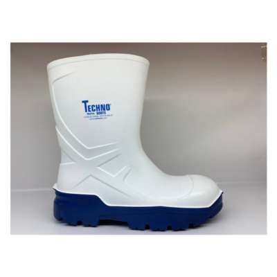 Techno Boots Kısa Boy Beyaz Poliüretan Çizme 31 cm S4 Çelik Burunlu